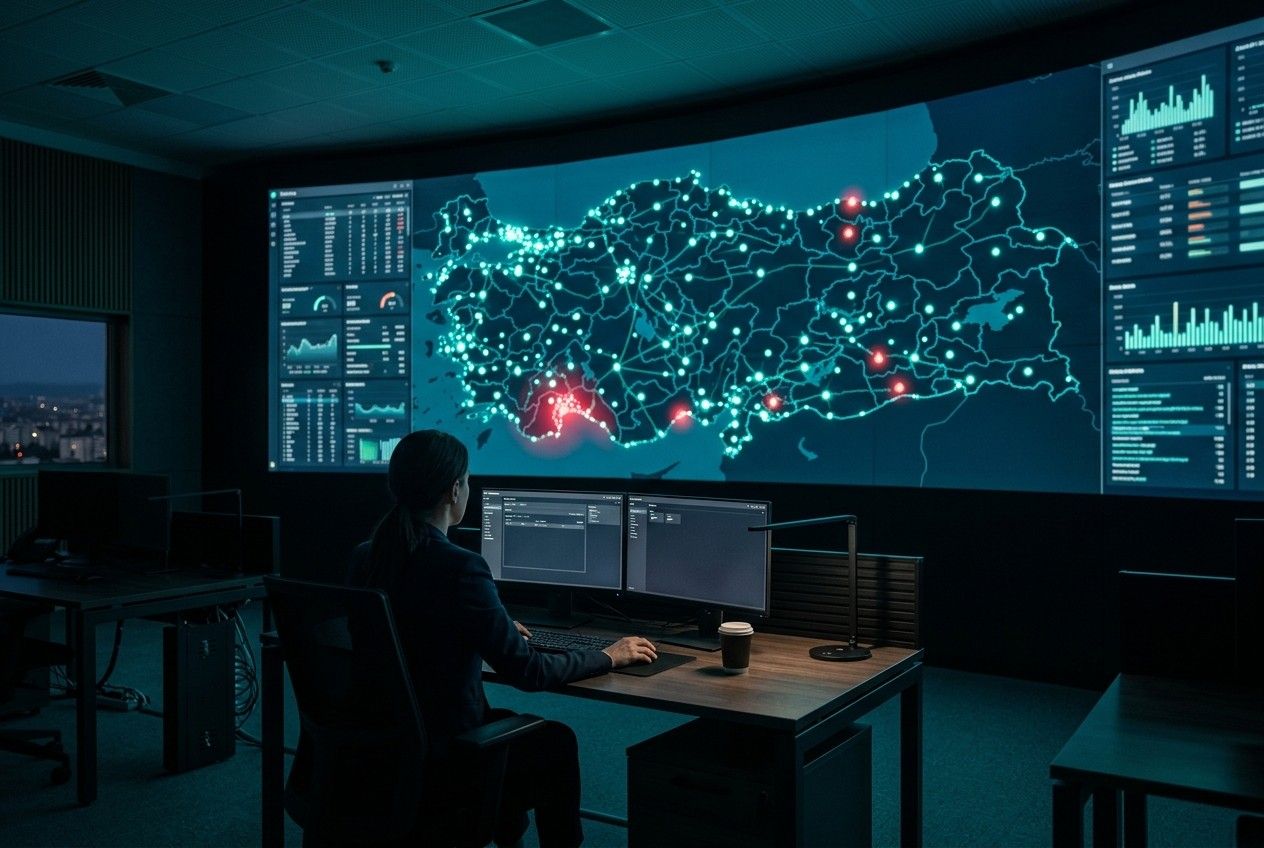 Network operations centre tracking edge devices on a map